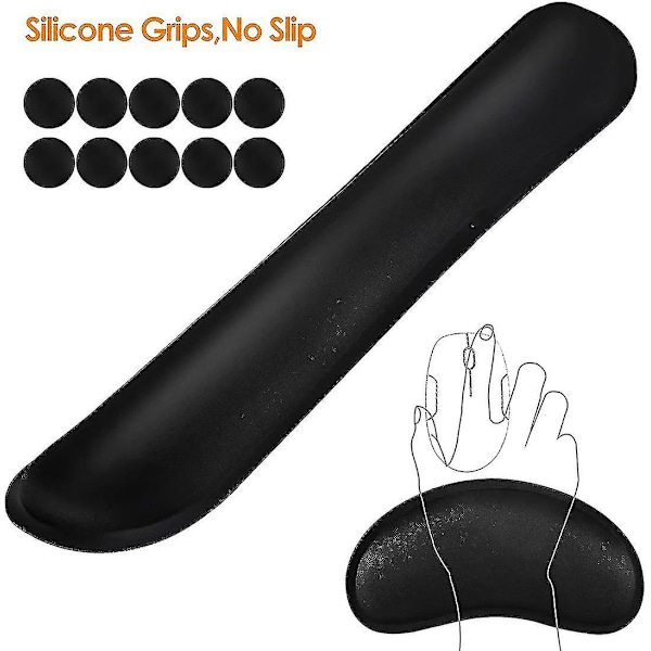 Håndledsstøtte til tastatur og mus Ergonomisk håndledsstøtte med memoryskum til at aflaste håndleddet Sort pude sæt #yg