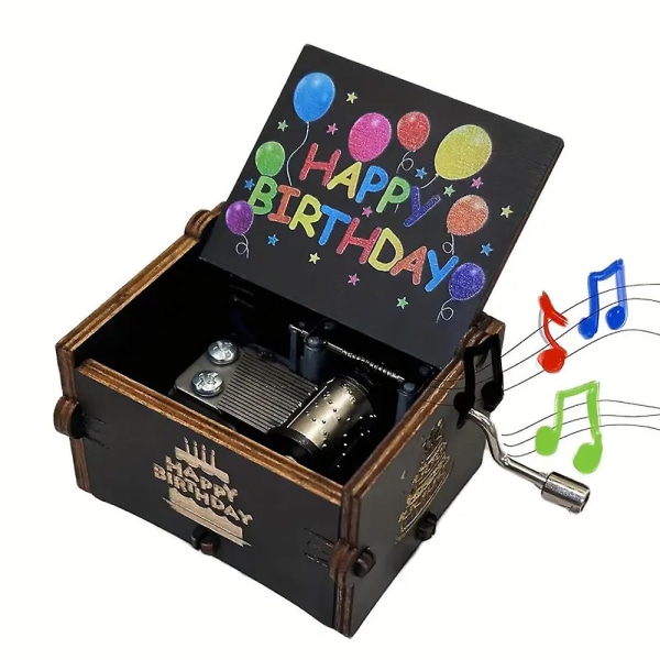 Puinen Happy Birthday -musiikkirasia, soittava musiikkirasia lapsille pojille ja tytöille, ihanteellinen syntymäpäivälahja