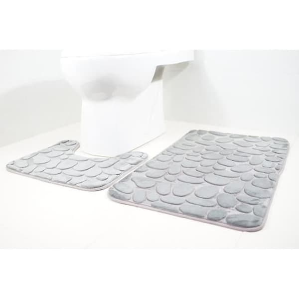 2 stk. Sklisikre Baderomsmatter Sett Pustende Baderomsteppe i Memory Foam