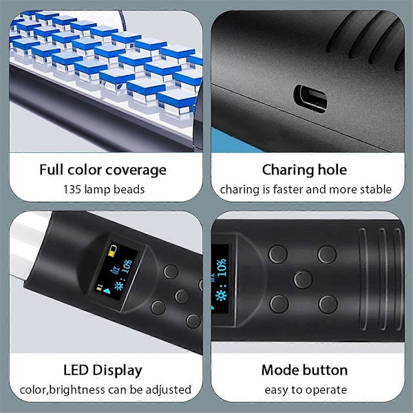 RGB-videovalotikku, värikäs LED-lamppu, täyttövalo, kädessä pidettävä salamavalo, valokuvausvalo