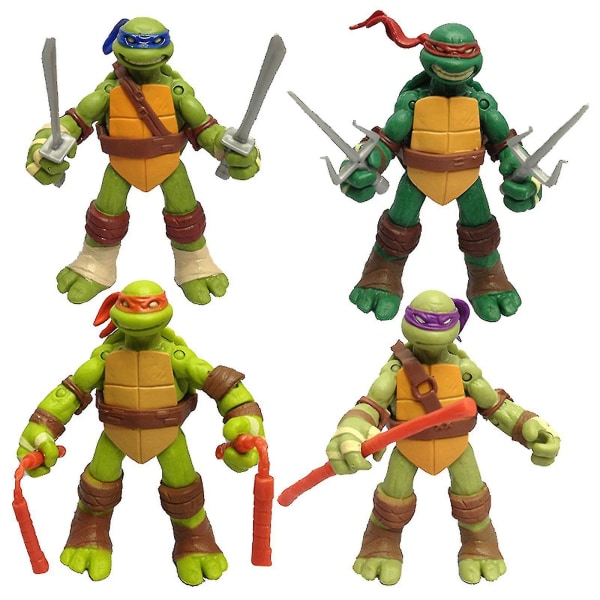 4 stk Teenage Mutant Ninja Turtles Actionfigurer Leker Til Bursdagsfest Kake Toppers Dekor 4,7in