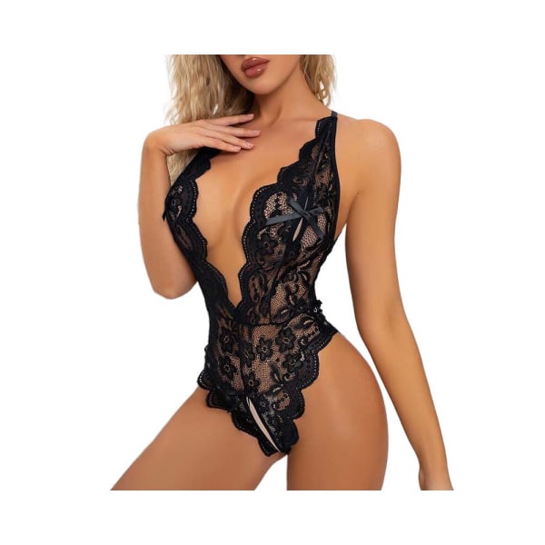 Sexy Snap Skritt Bodysuit Kvinner One Piece Blonde Frekt Undertøy Ren Blonde Teddy Undertøy Dyp V Undertøy Nattøy