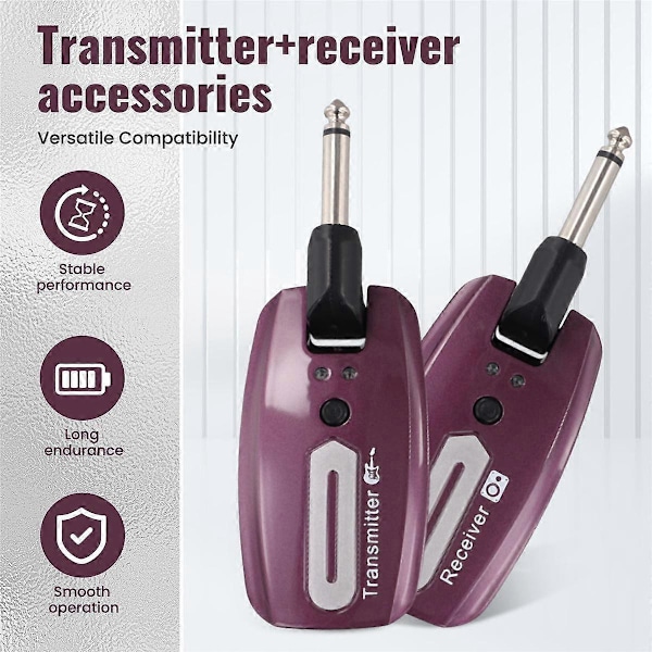 Gitar Trådløst System USB Oppladbart Trådløs Gitar Sender Mottaker Elektrisk Gitar Bass W