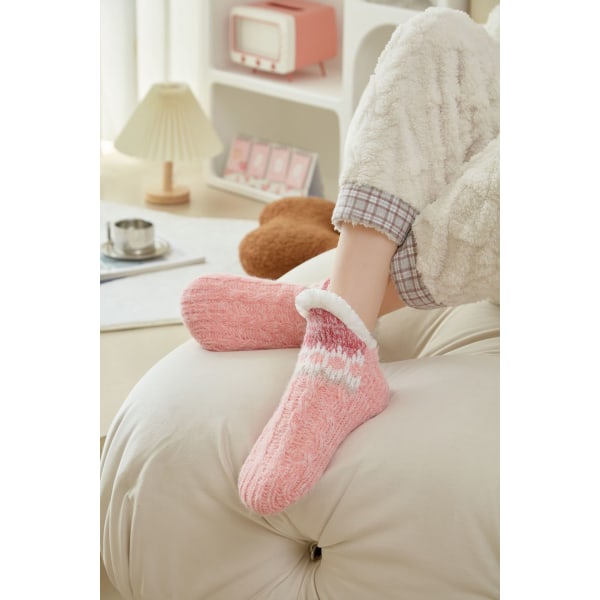 Søde sokker dame fluffy hjemmesokker varme sokker skridsikre hjemmesko tykke sokker vinter kabine sokker-jbk Hermès powder