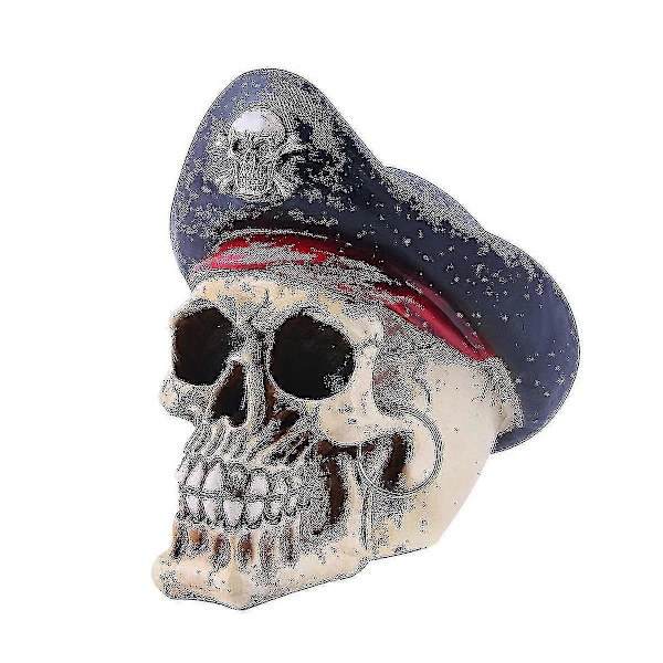 Piratkaptein Hodeskalle Halloween Horror Party Dekor Hodeskalle Statue Filmrekvisitter Kunstmaleri Hodeskalle Ornament Hjemmeinnredning