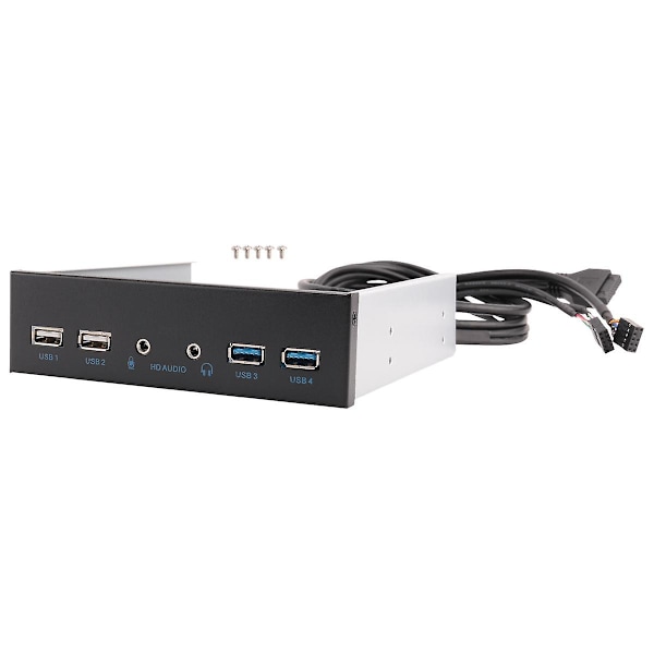 5,25 tommers PC-kabinett Internt Frontpanel USB-hub 2 porter USB 3.0 og 2 porter USB 2.0 med HD-lydport 20-pin kontakt