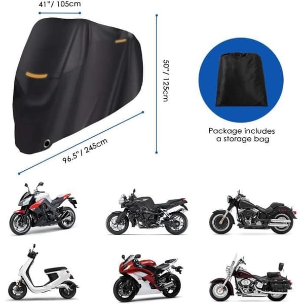 Motorcykelovertræk - Vandtæt - UV-resistent - XXL - Sort - Universal