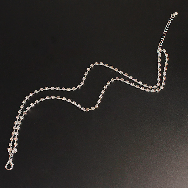 Anklet with Rhinestones 2 pcs Silver
