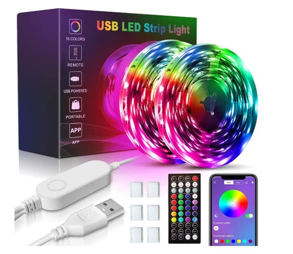LED-ljuslist 7 färger med Bluetooth app-kontroll Svart 4 m