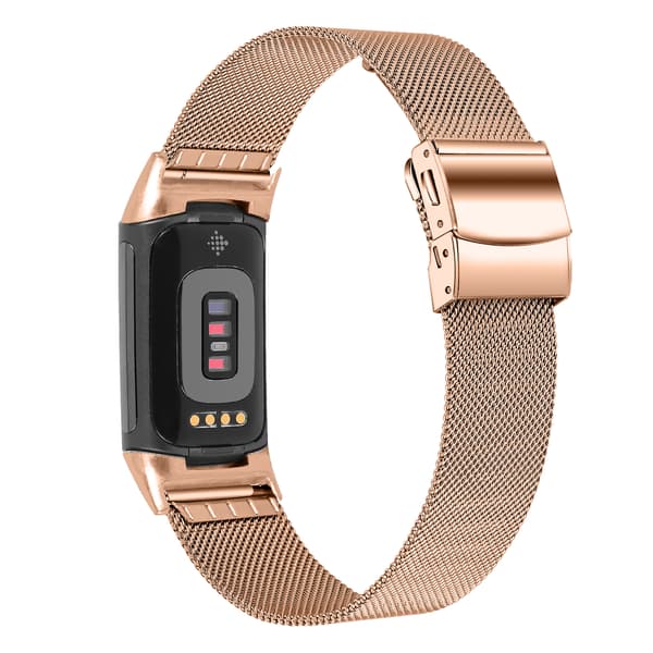 Klokkerem i rustfritt stål for Fitbit Charge5/6 Rosegull