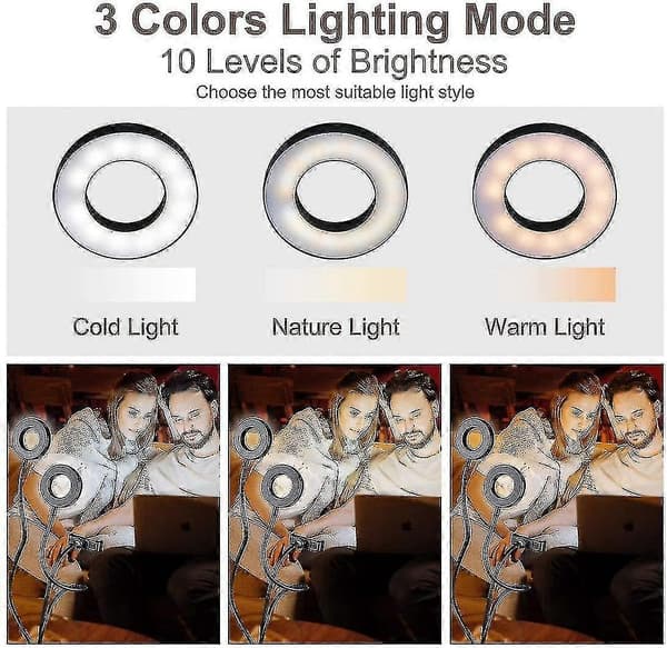 Clip-on ringlampe til videokonferencelys, USB-laptoplampe