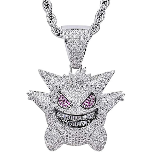 Gengar Violetti Kuutiollinen Zirkonia Hip Hop -riipuskaulakoru Faneille Klassikko-kokoelma