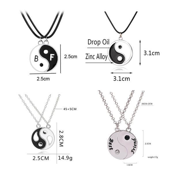Yin Yang Pendant Necklace Black/White