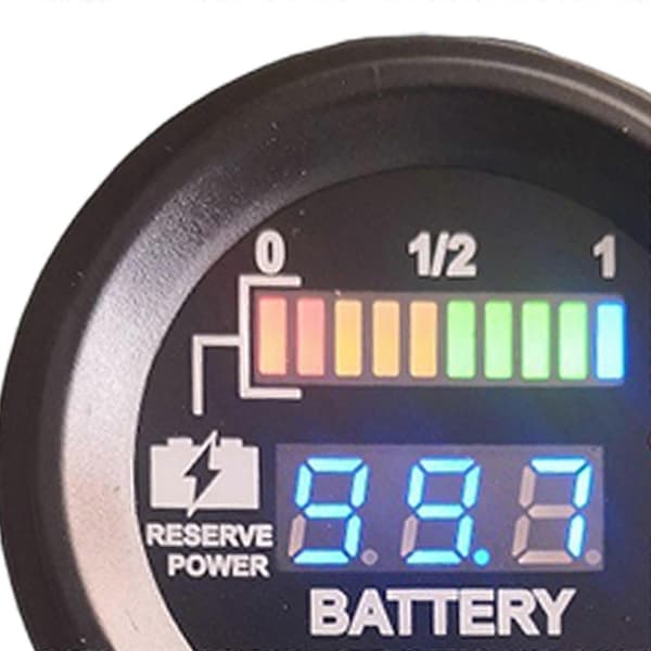 Rund LED Digital Batterimätare Urladdningsindikator Timräknare Laddningsstatus