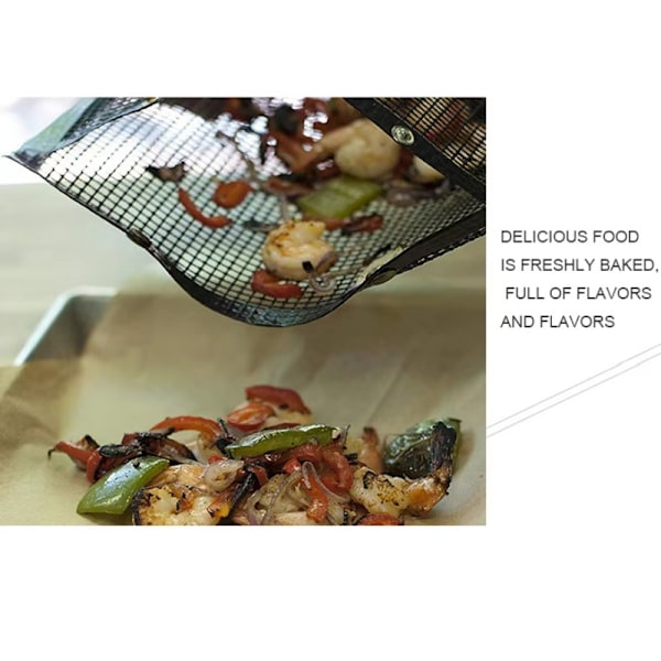 2 stk. Grillposer, Mesh-poser for grilling Svart 22x27cm