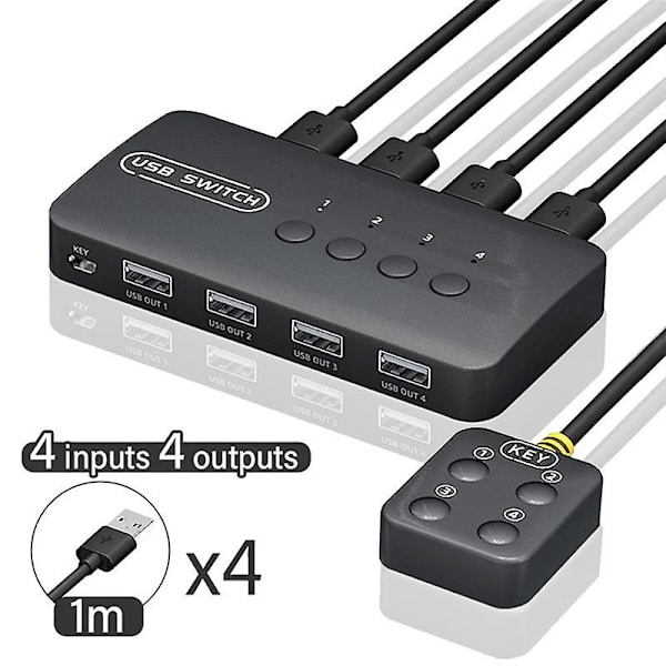 KVM Switch USB Switch Deling Controller Adapter 4 Indgange 4 Udgange til Laptop Computer Printer Tastatur