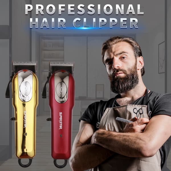 Professional Cordless Hair Clipper - Barber Beard Trimmer Red