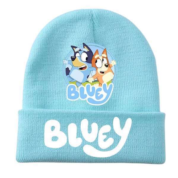 Hatt med Bluey-tegning, strikket lue uten skygge, vintervarm skilue, farge: Lyseblå-8