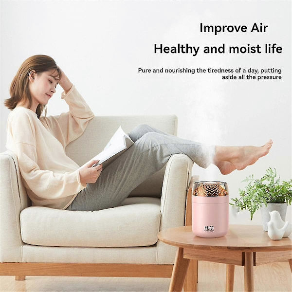 Glaskop Humidifier med Farverigt Lys, Natlampe, Sengelamper Dekoration, USB Stor Miste-Humidifier, Pink