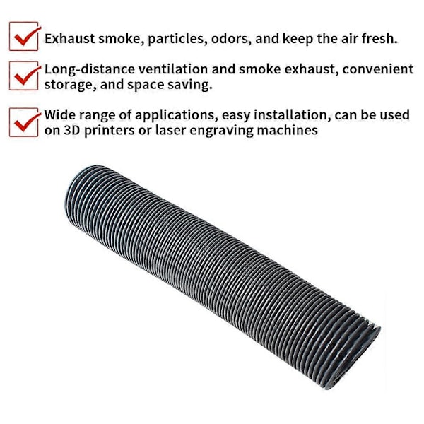 3D-skrivare Avgasfläkt Slang Krypterad Folie Ventilationsrör Skalbart Rökrör för Voron 2.4 R2 Trident, med FLÄKT
