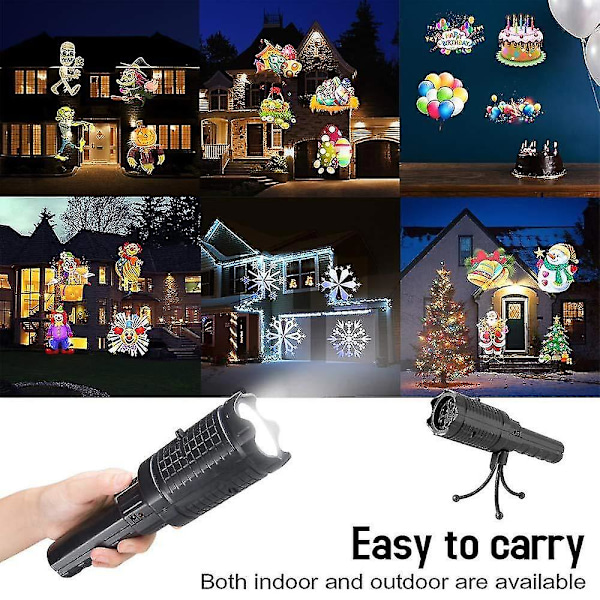 Julelys Projektor med 12 Lysbilleder LED Lommelygte Have Landskab Indendørs/udendørs Julefest Lampe Lys