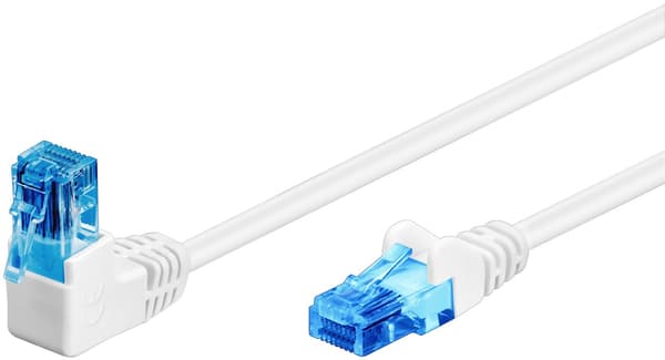 Patchkabel CAT 6A, 1x 90° vinklet, U/UTP, hvit