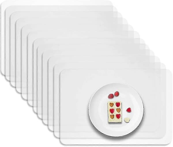 12 stk. transparente vaskbare dækkeservietter, velegnet til køkkener