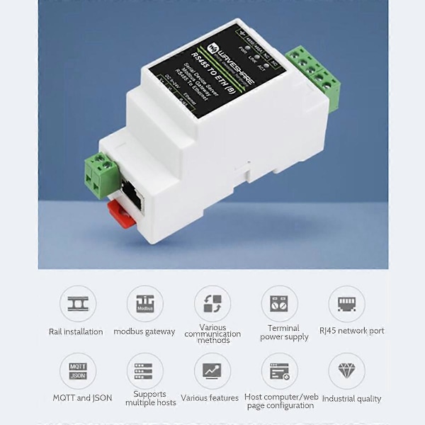 RS485 Sarjaporttipalvelin RS485 - RJ45 Ethernet TCP/IP - Sarjaporttimoduuli Kiskotyyppinen Sarjaporttipalvelin