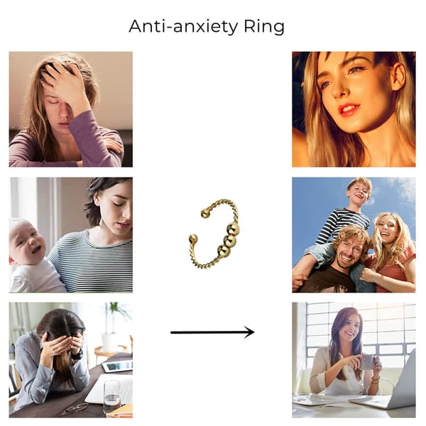 Justerbar antistressring med roterbare perler Gull