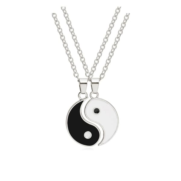Yin Yang vedhæng halskæde armbånd sæt Sølv
