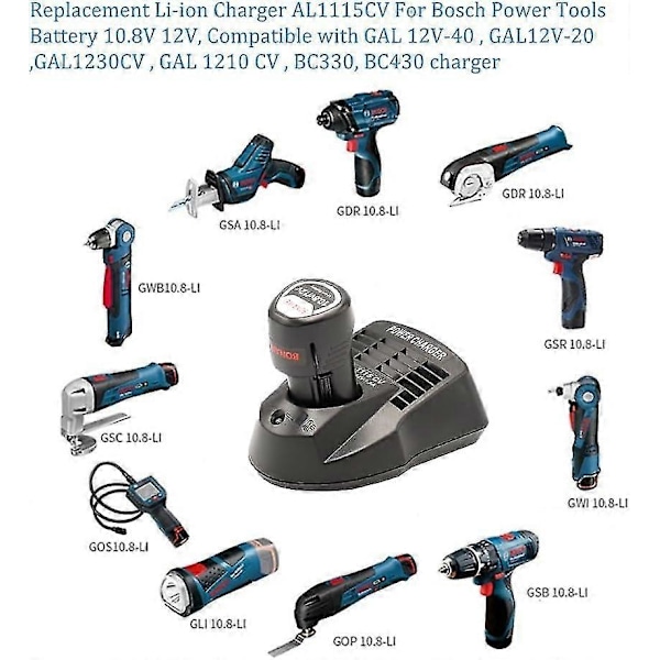 AL1115CV AL1130CV Batteriladdare för Bosch 10.8V 12V Litiumjonbatteri BC690 BC330 BAT412A BC430 BAT411 BAT412 BAT41
