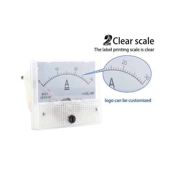 85C1-DC 30A DC Voltmeter Pointer Head Analog Ammeter Panel Meter