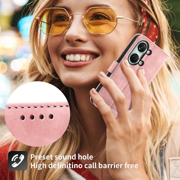 Flip Cover för OnePlus Nord 3 5G/Ace 2V, Linjer Präglad Plånboks Stativ Mobil Läderfodral färg:Rosa