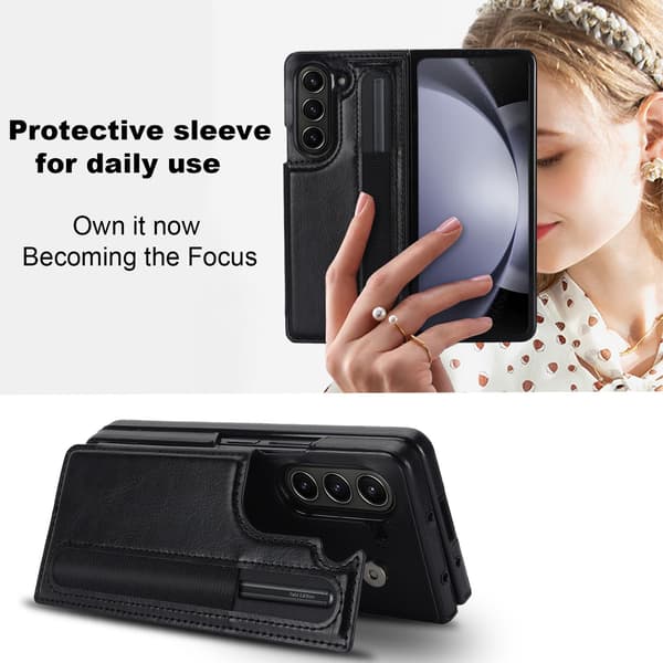 Double Strap Pen Holder Foldable Case Compatible with Samsung Z Fold6