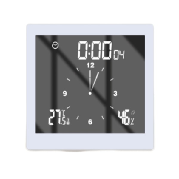 Multifunctional Digital Bathroom Wall Clock White