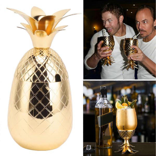 Ananasformet cocktailshaker i rustfritt stål, 500 ml kapasitet