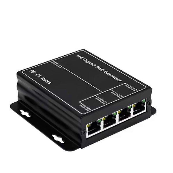 4 Port Gigabit POE Extender 100/1000Mbps 90W 1 ind 4 ud PoE Repeater DIN Skinne Netværk VLAN til 48V PO