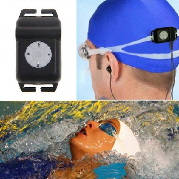 8G MP3-spiller Bærbar IPX8 Vanntett MP3 Musikkspiller FM-radio med Øretelefon for Svømming Løping