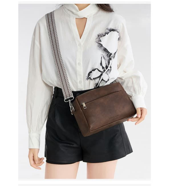 Vintage Casual Skuldertaske til Kvinder kaffe