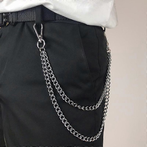 Metal Punk Rock Lagdelte Nøgleringe med Kæde til Mænd Kvinder Talje Nøglekæde Pung Jeans Hip-hop Bukser Bæltekæder Smykketilbehør