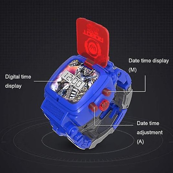 Kreativ Robot Transformer Barneklokke, Stor Skjerm Digitalt Armbåndsur for Gutter 2-14 År