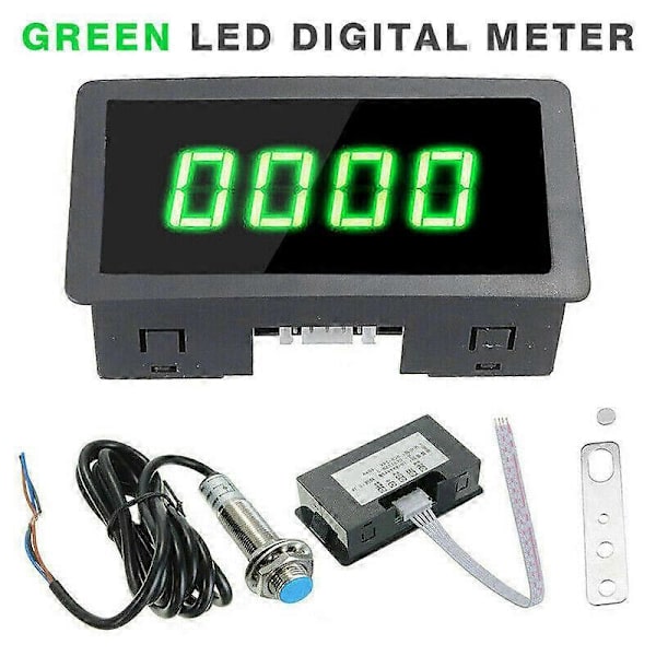 4 Digital LED Tachometer Omdrejningstæller + Hall Sensor DE