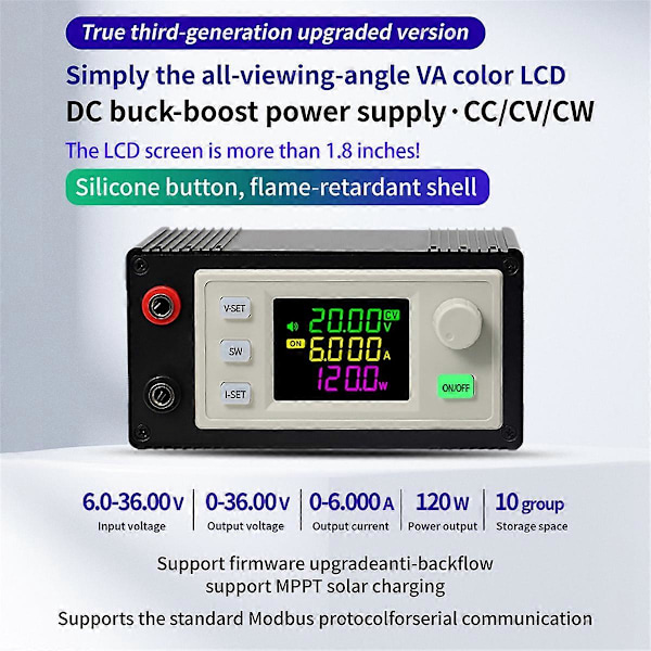 DC Justerbar Buck Boost Converter Spänning Konstant Spänning Ström Solarladdningsmodul 6A Färdig