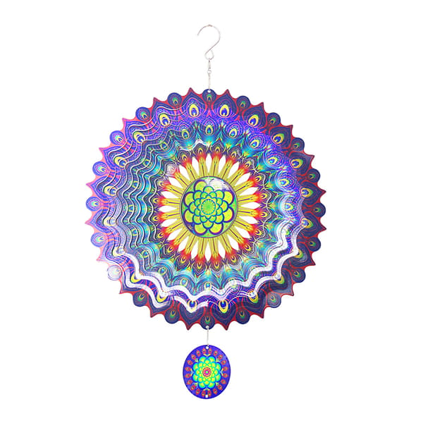 3D Roterande Mandala Vindspel - Blå Lila