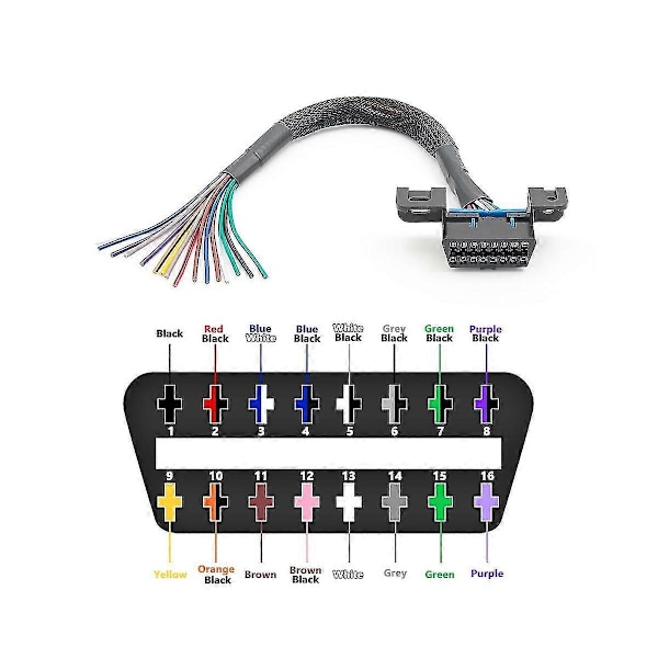 Universaali Obd2 16-nastainen naarasliitin avoimeen Obd-kaapeliin naarasliitin jatkokaapeli nauha-liitäntä