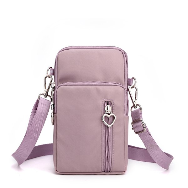 Reseplånbok för halsen, Mini Messenger-väska i nylon Vattentät Crossbody-axelväska - FÄRG: rosa lila