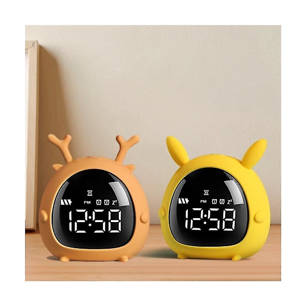 Student Väckarklocka USB Laddning Röststyrning Skrivbord Digital LED Klocka Mini Elektronisk Barn A