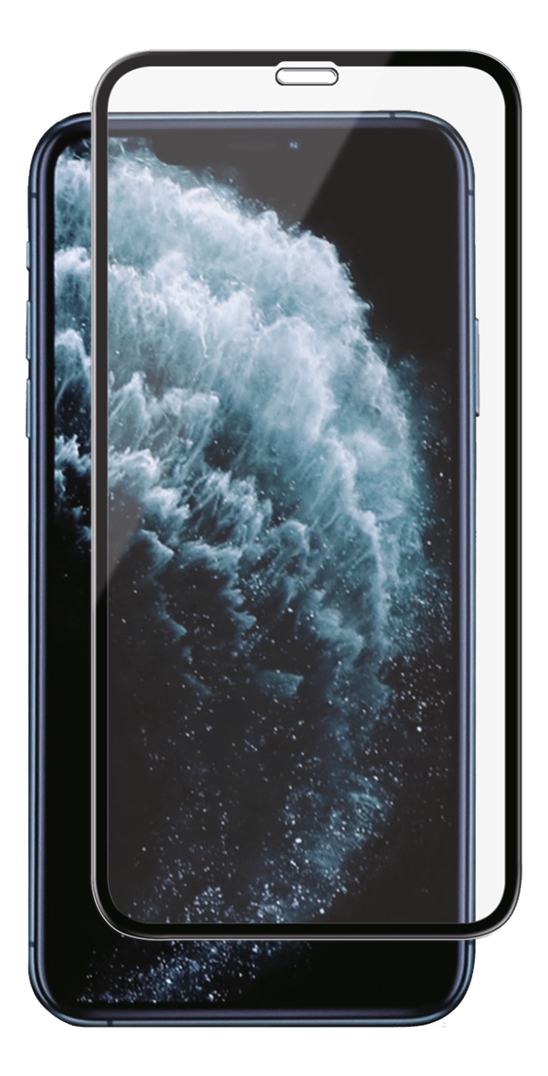 iPhone XS Max/11 Pro Max, Full-Fit silikaattilasi, musta