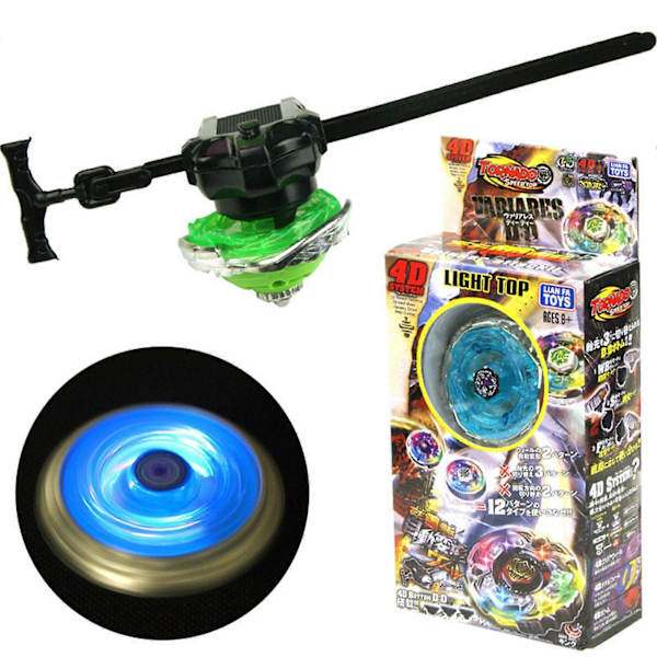 Luminous Gyro med Färgglada Ljus Strid Gyro med Draglinjal Launcher för Pojkar Flickor Interaktivt Spel