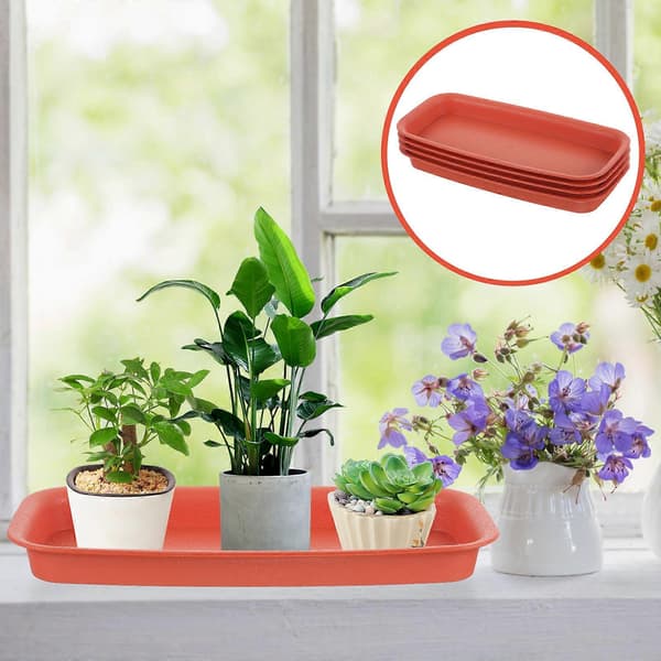 4 st Plast Plantbricka Blomkruka Droppbricka Balkong Plantbricka Rektangulär Plantbricka